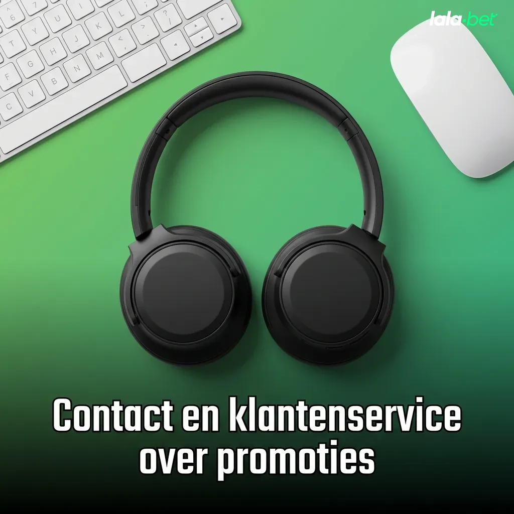 Illustratie van klantenserviceopties bij Lalabet: live chat, e-mail, online formulier en FAQ over bonussen en promoties.