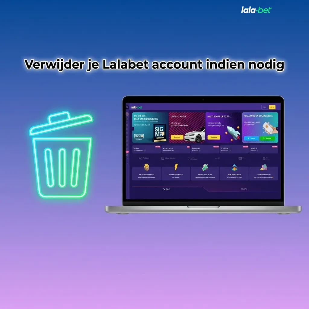 Illustratie van stappen om je Lalabet-account tijdelijk te pauzeren, zelfuit te sluiten of permanent te verwijderen.