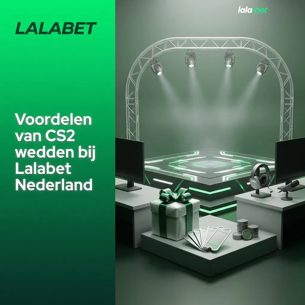 Infographic over voordelen van CS2 wedden bij Lalabet NL: bonussen, lokale betaalmethoden, app, 24/7 support en hoge odds