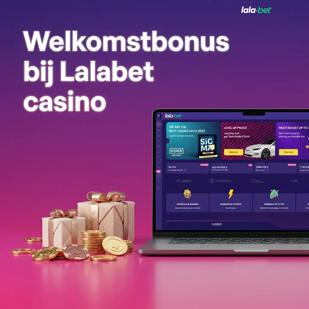 Nederlandse promotiebanner: Lalabet welkomstbonus 100% tot €500 + 100 free spins casino, freebet tot €50 + 25 spins sport.