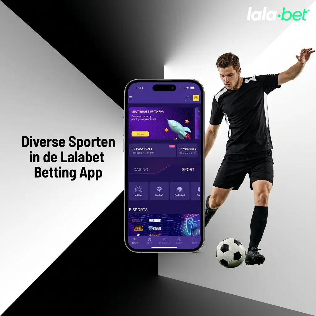 Lalabet betting app met diverse sporten: voetbal, tennis, basketbal, eSports en meer voor live weddenschappen