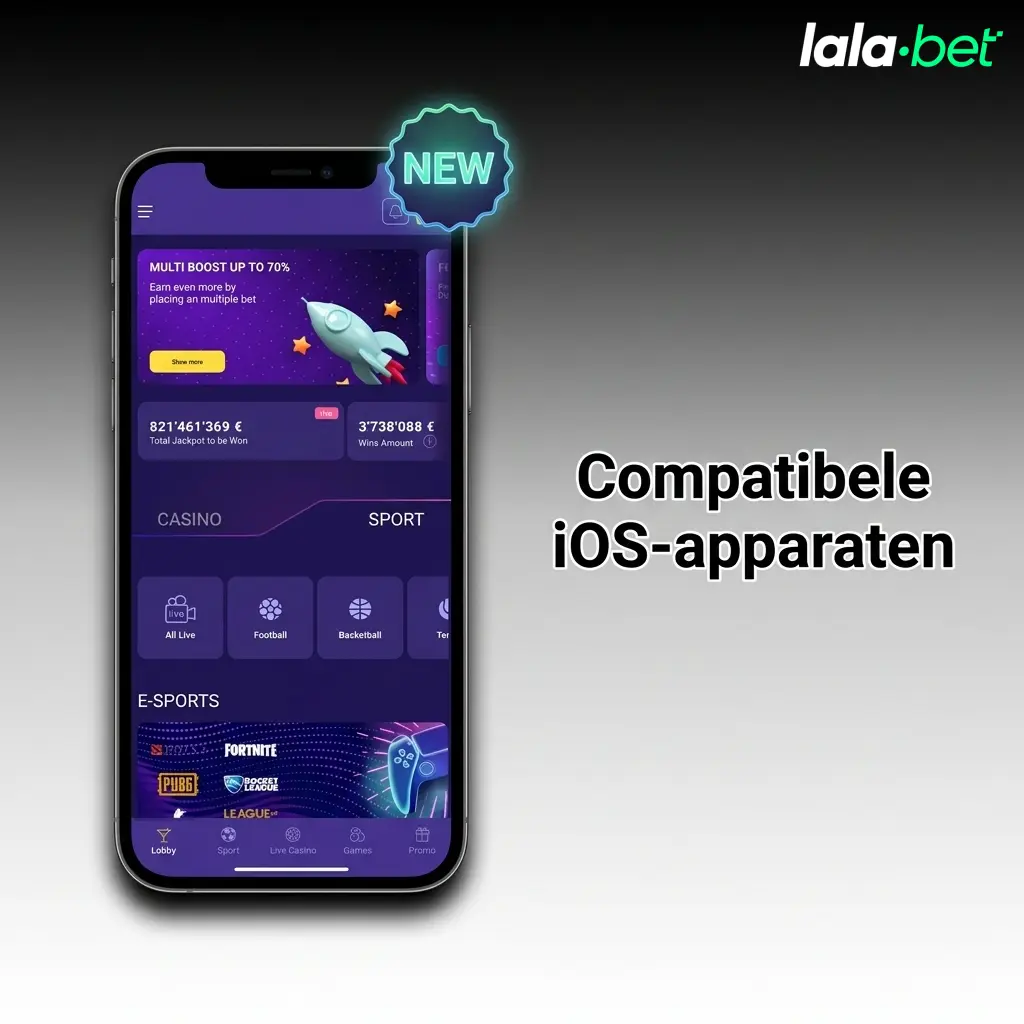 Compatibele iOS-apparaten voor Lalabet-app, waaronder iPhone X tot 17-serie en recente iPad Air en Pro modellen
