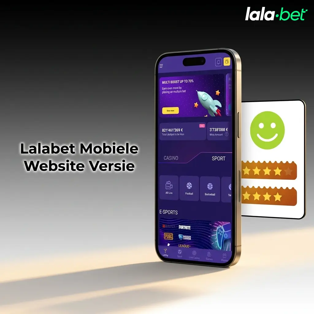 Lalabet mobiele website op smartphone en tablet met sportbetting en casinospellen zonder app download